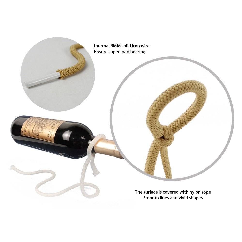 BowLift | RopeElegance Hanging Rope Wine Rack | Stylish Wine Storage | Unique Design for Home