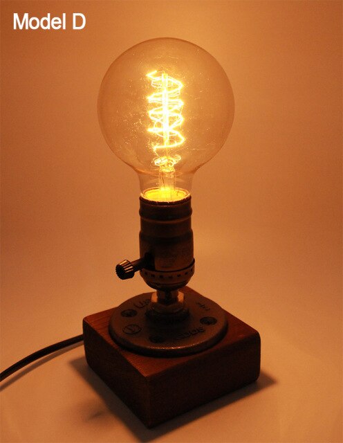 BowLift | Vintage Industrial Wooden Dimmable Table Lamp