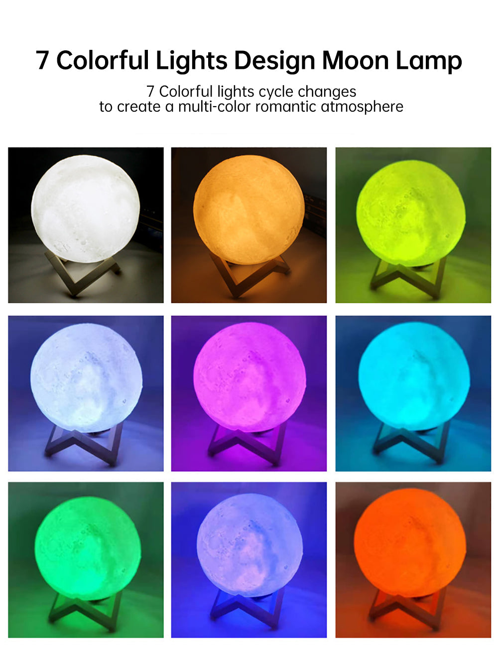 3D Light Touch Switch RechargeaBowlifte Moon Night Lamp | Bowlift