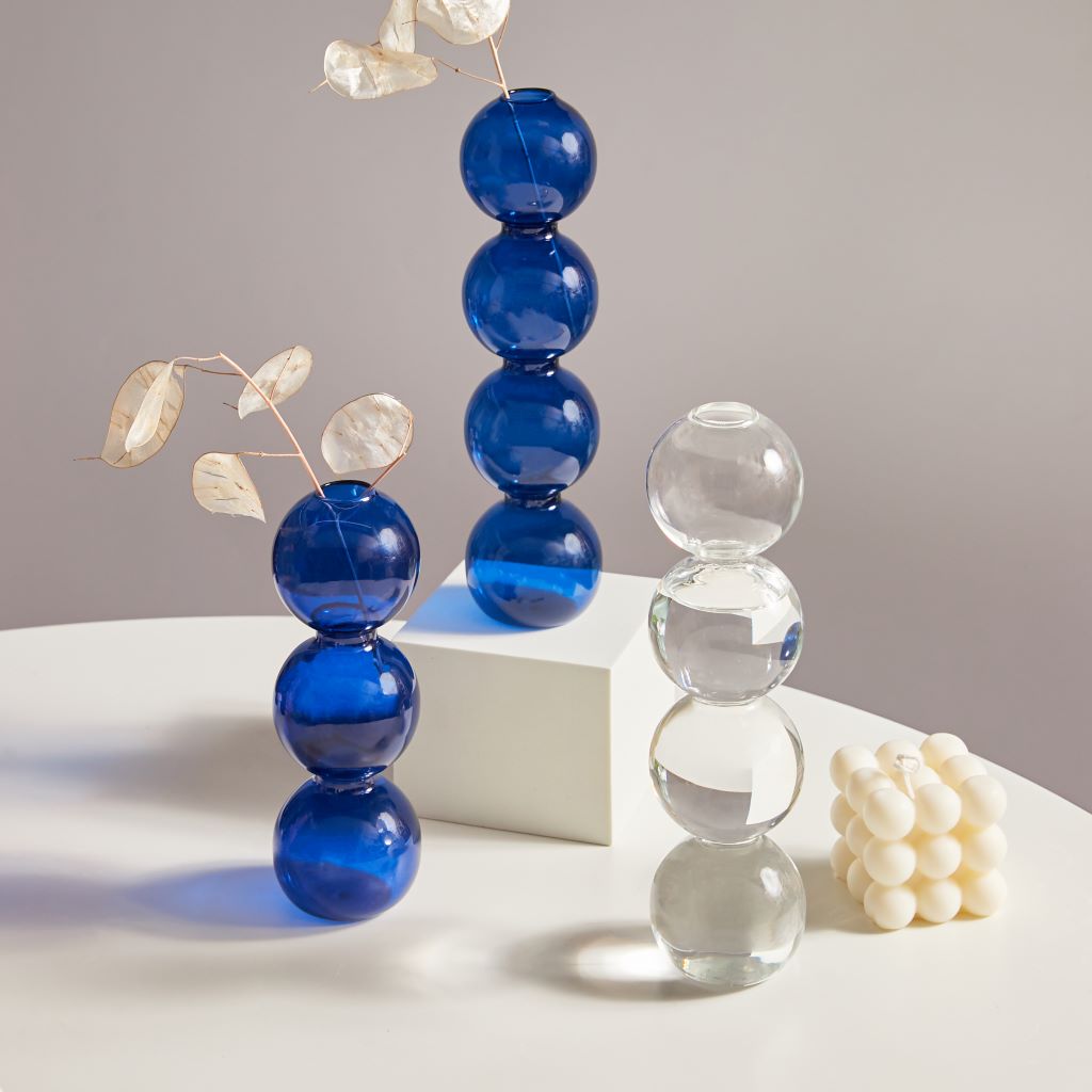Modern Glass Candleholder-Blue | Bowlift