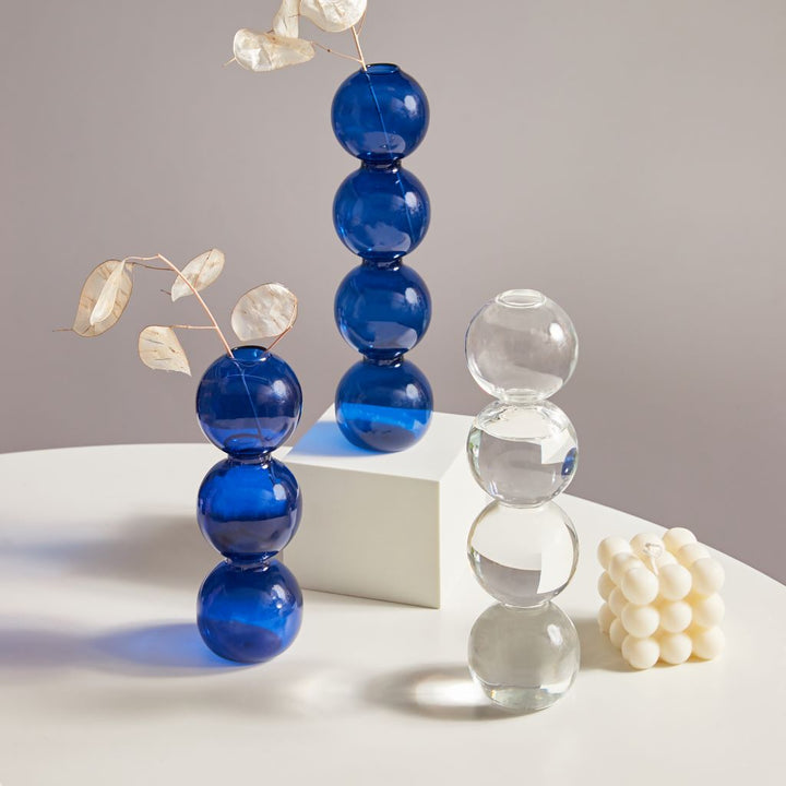 Modern Glass Candleholder-Blue | Bowlift