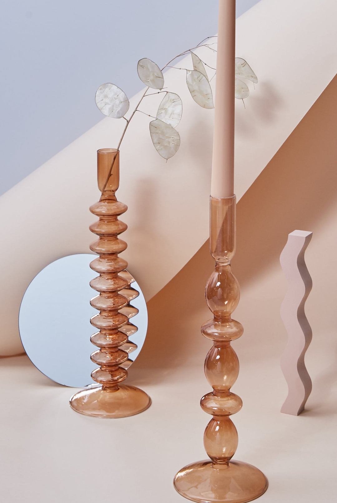Modern Glass Candleholder-Brown | Bowlift