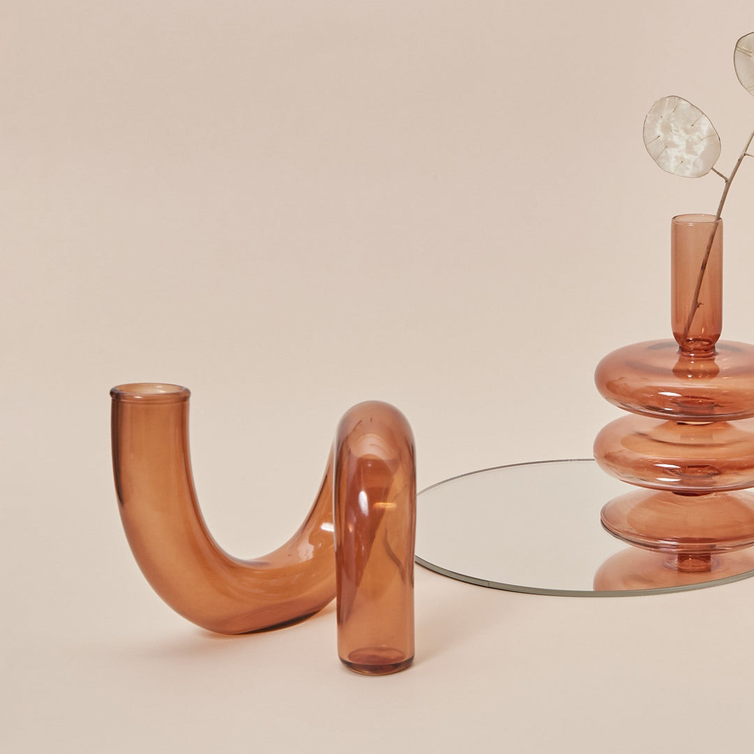 Modern Glass Candleholder-Brown | Bowlift