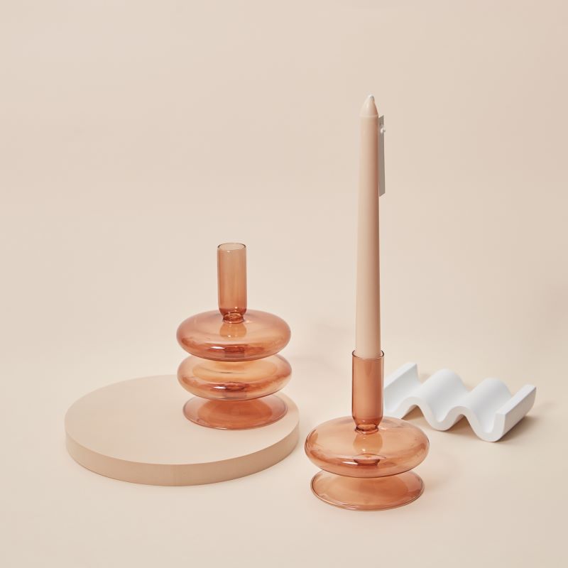 Modern Glass Candleholder-Brown | Bowlift