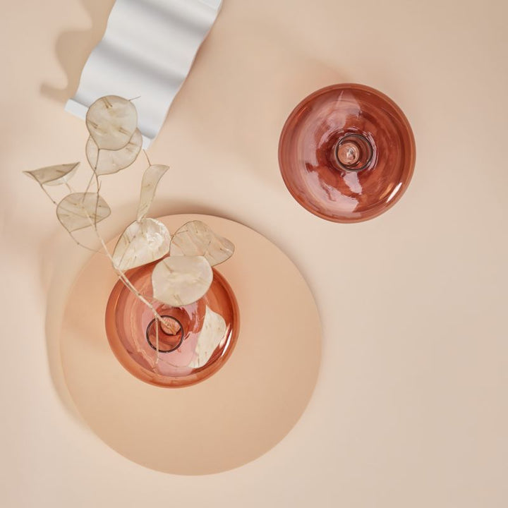 Modern Glass Candleholder-Brown | Bowlift