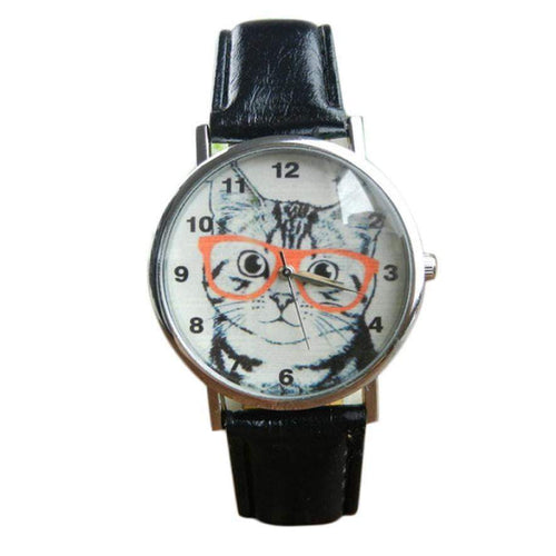 BowLift | Cute Cat Pattern Women Girl Leather Band Analog Quartz WristWatch