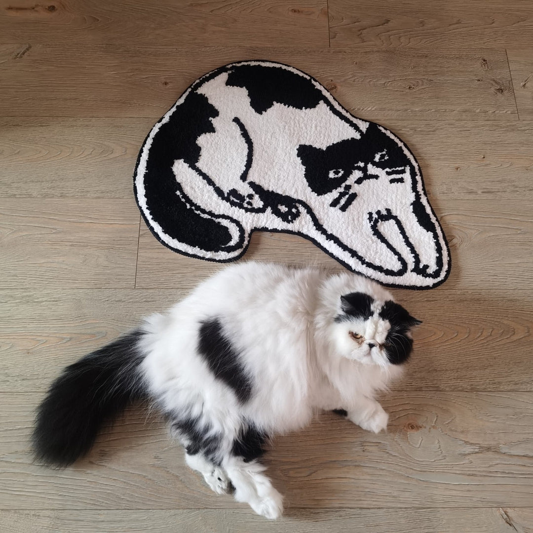 Black & White Cat Bath Mat | Bowlift
