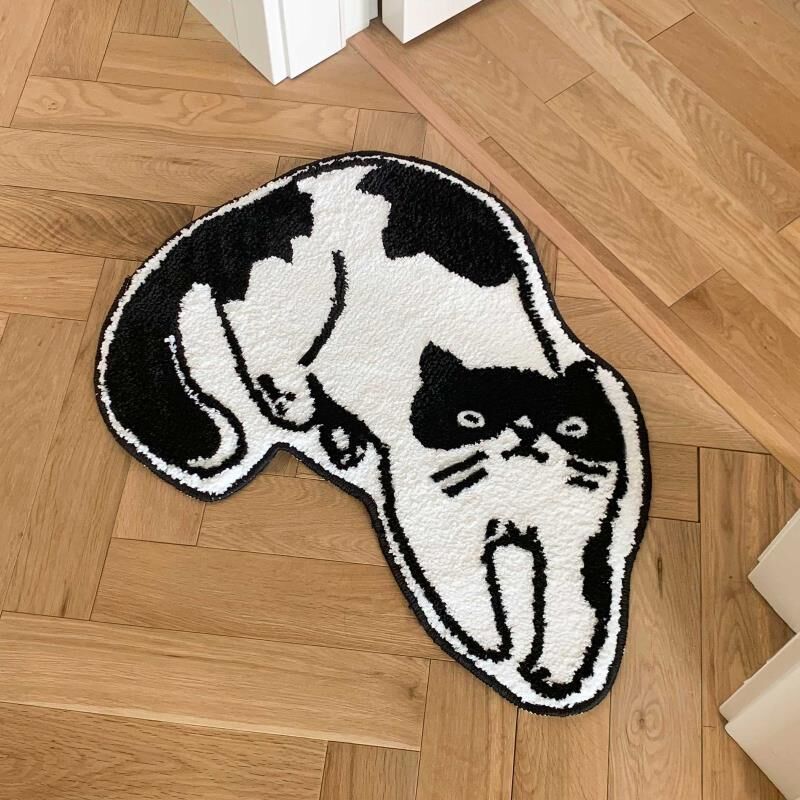 Black & White Cat Bath Mat | Bowlift
