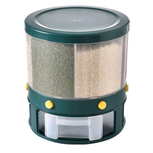 BowLift | 6 Grid Rotating Rice Storage Box Dispenser