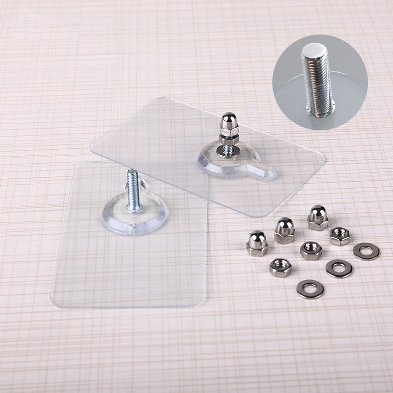 BowLift | 10 Pieces Heavy Duty Punch-Free Transparent Adhesive Hooks