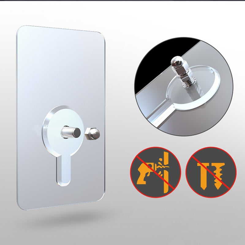 BowLift | 10 Pieces Heavy Duty Punch-Free Transparent Adhesive Hooks