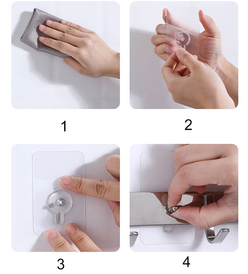 BowLift | 10 Pieces Heavy Duty Punch-Free Transparent Adhesive Hooks