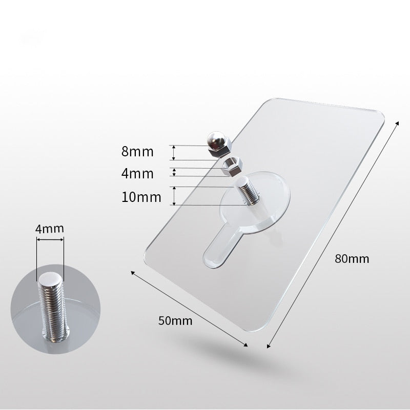 BowLift | 10 Pieces Heavy Duty Punch-Free Transparent Adhesive Hooks