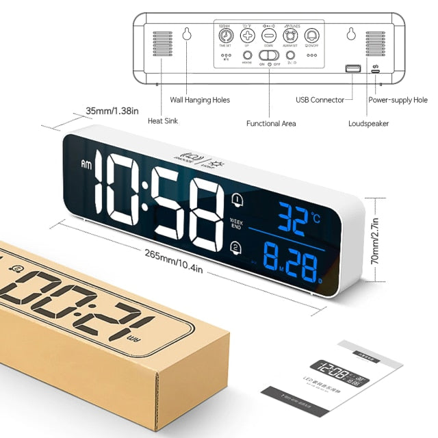 Smart Digital LED Music Alarm Temperature Clock | Bowlift
