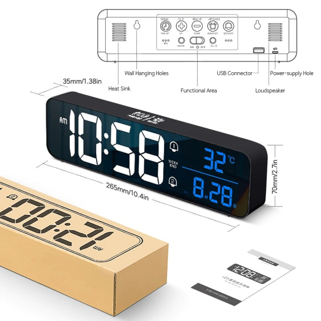 Smart Digital LED Music Alarm Temperature Clock | Bowlift