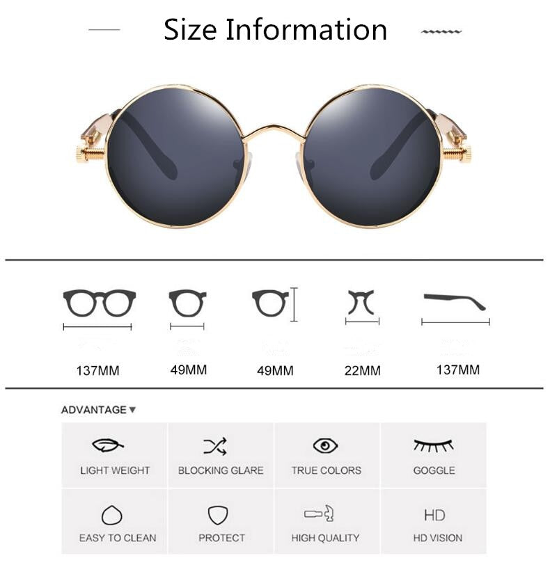 Creative Round Retro Round Metal Sunglasses | Bowlift