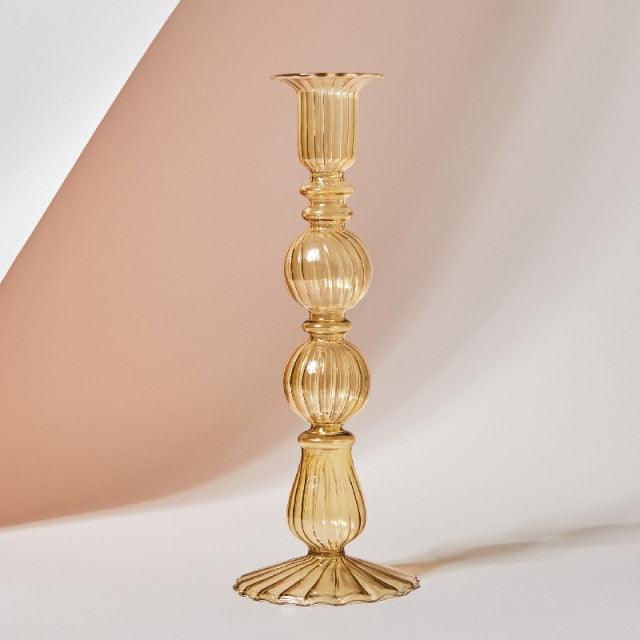 BowLift | GlowCharm Pastel Glass Candle Holder | Decorative Candle Stands | Elegant Table Decor