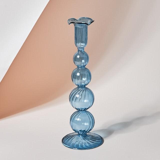 BowLift | GlowCharm Pastel Glass Candle Holder | Decorative Candle Stands | Elegant Table Decor