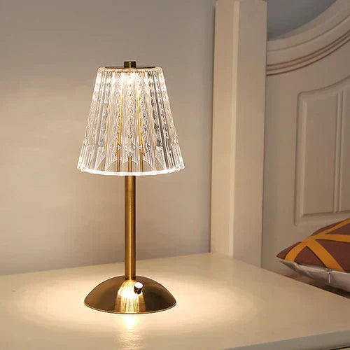 AuraLux - Luxury Gold Crystal TaBowlifte Lamp with Touch Control and DimmaBowlifte LED Lighting | Bowlift