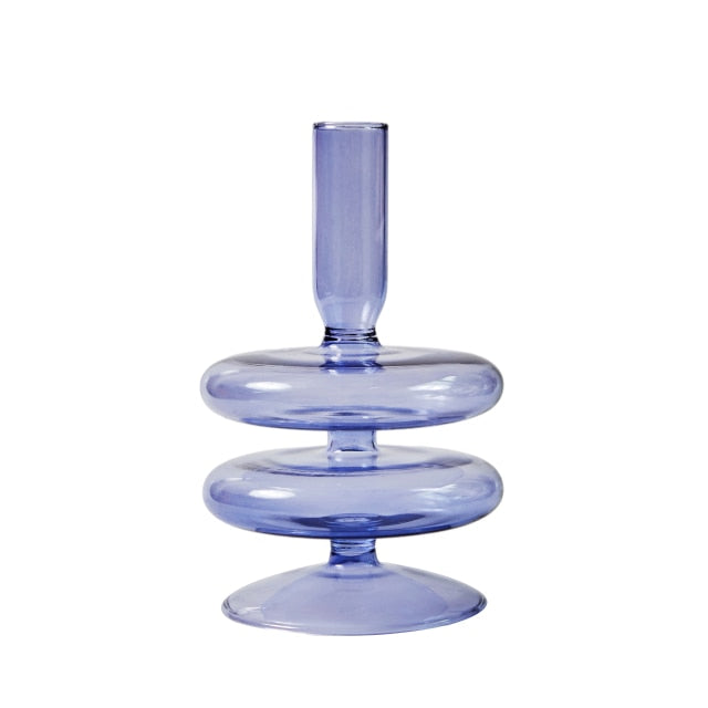 Modern Glass Candleholder-Ocean Blue | Bowlift