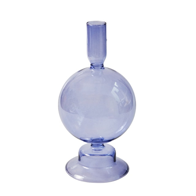 Modern Glass Candleholder-Ocean Blue | Bowlift