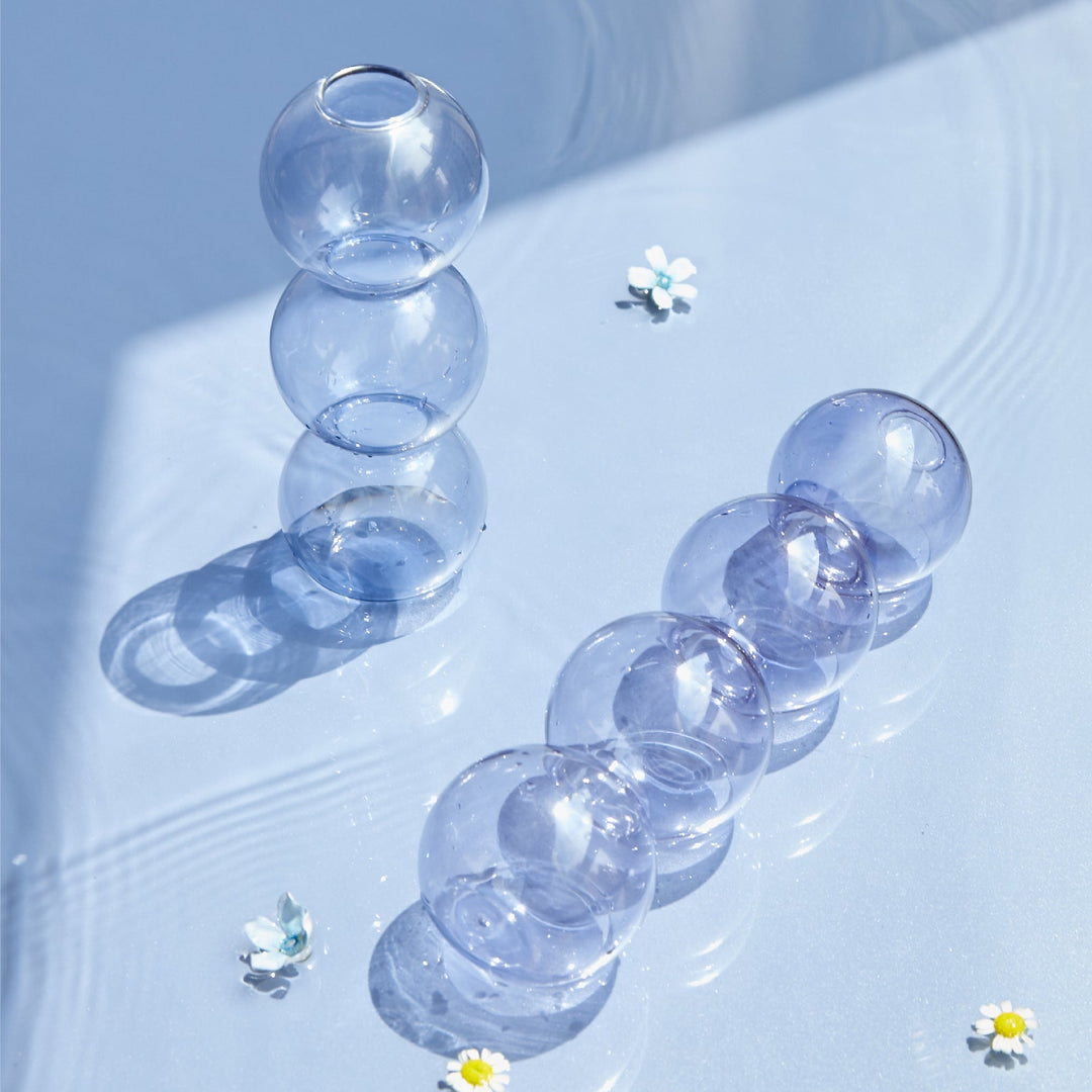 Modern Glass Candleholder-Ocean Blue | Bowlift