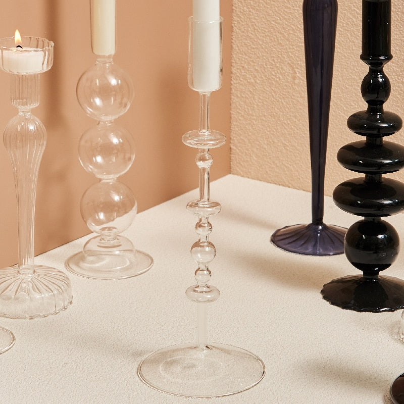 Modern Glass Candleholders - Transparent | Bowlift
