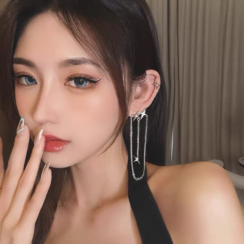 BowLift | Animal Birds Tassel Women Earrings Clip Ear Cuff