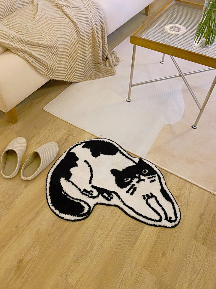 Black & White Cat Bath Mat | Bowlift