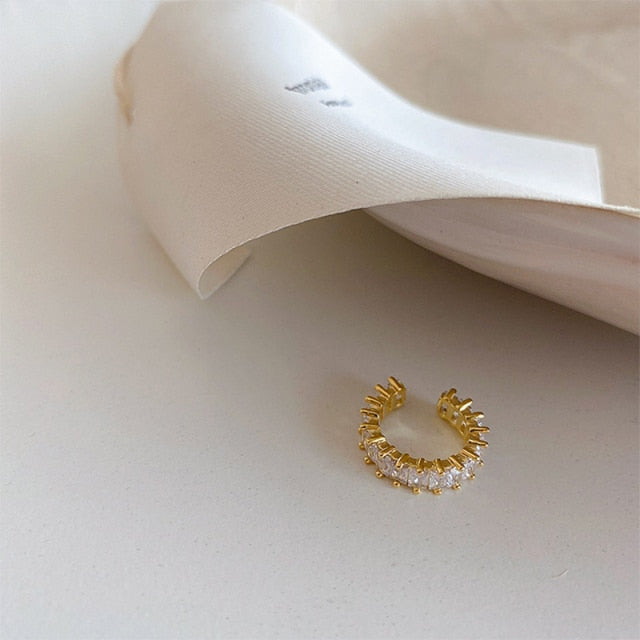 BowLift | Gold Silver Color Full CZ Crystal Ear Cuff Clip on Earrings