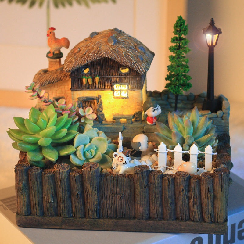 BowLift | Resin Creative Landscape Cozy House Plants Vase