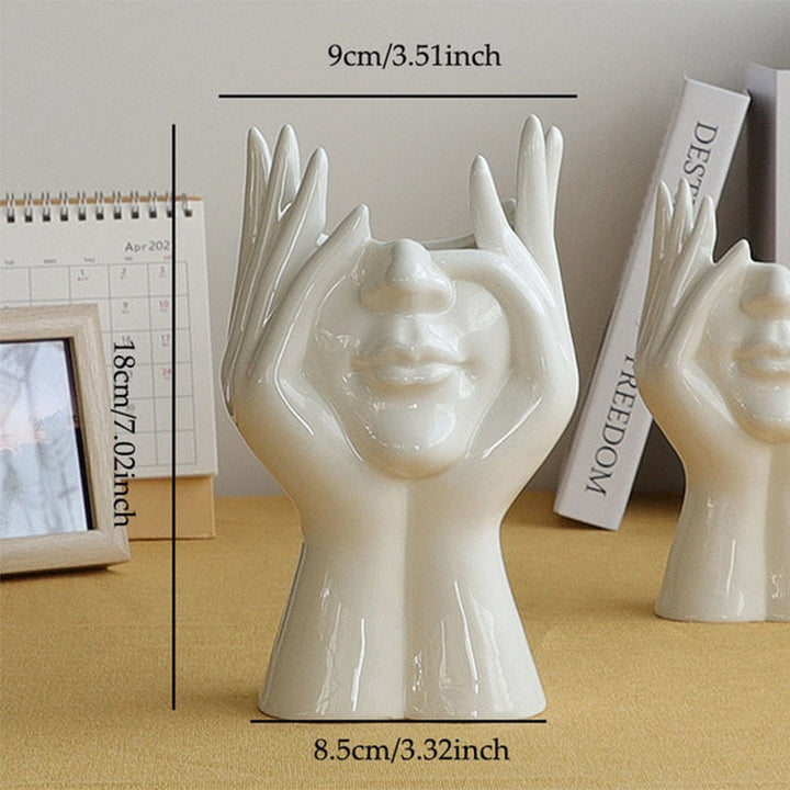 Ceramic Abstract  Human Face Flower Vase | Bowlift