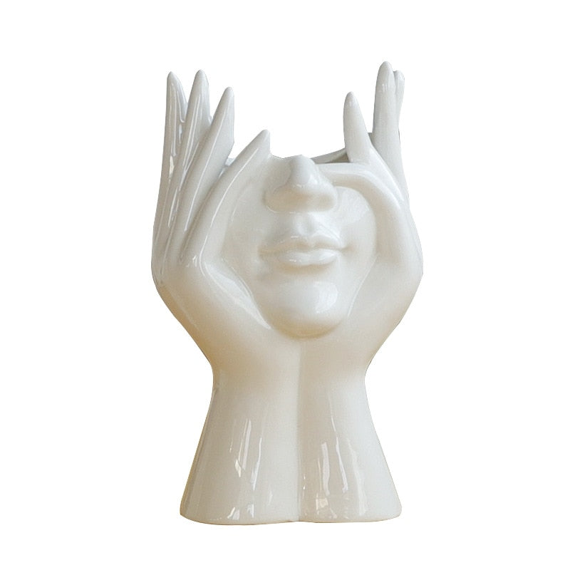 Ceramic Abstract  Human Face Flower Vase | Bowlift