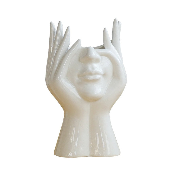 Ceramic Abstract  Human Face Flower Vase | Bowlift