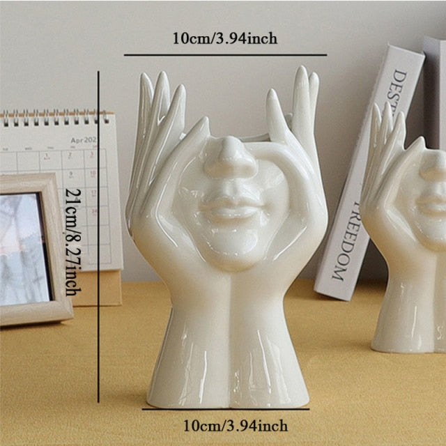 Ceramic Abstract  Human Face Flower Vase | Bowlift