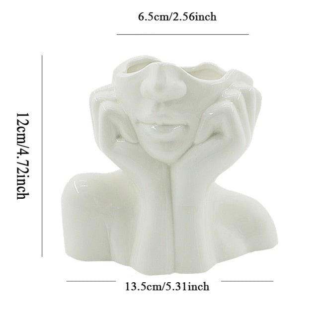 Ceramic Abstract  Human Face Flower Vase | Bowlift