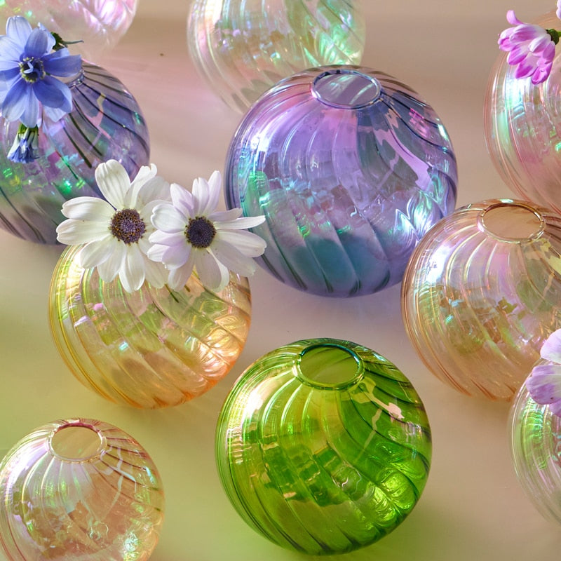 Colourful Glass Globe Vase - Swirl | Bowlift