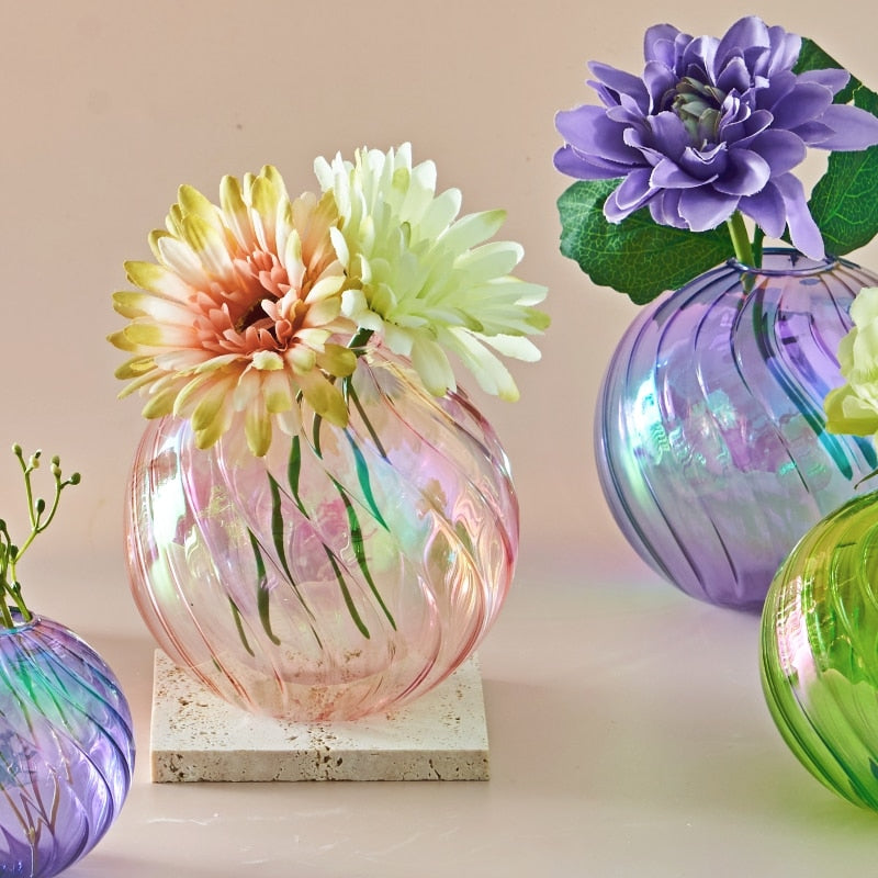 Colourful Glass Globe Vase - Swirl | Bowlift