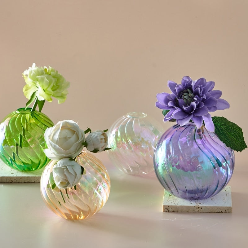 Colourful Glass Globe Vase - Swirl | Bowlift