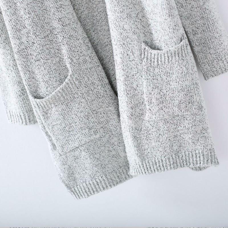BowLift | Grey Long Sleeve Loose Knitting Cardigan Sweater