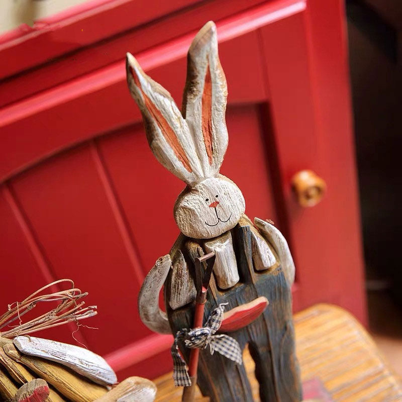 BowLift | Wood Retro Easter Bunny Outdoor Ornament