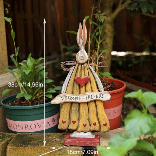 BowLift | Wooden Retro Easter Bunny Outdoor Ornament