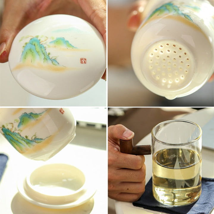 BowLift | Creative Separated Tea Filter Ceramic Cup Set
