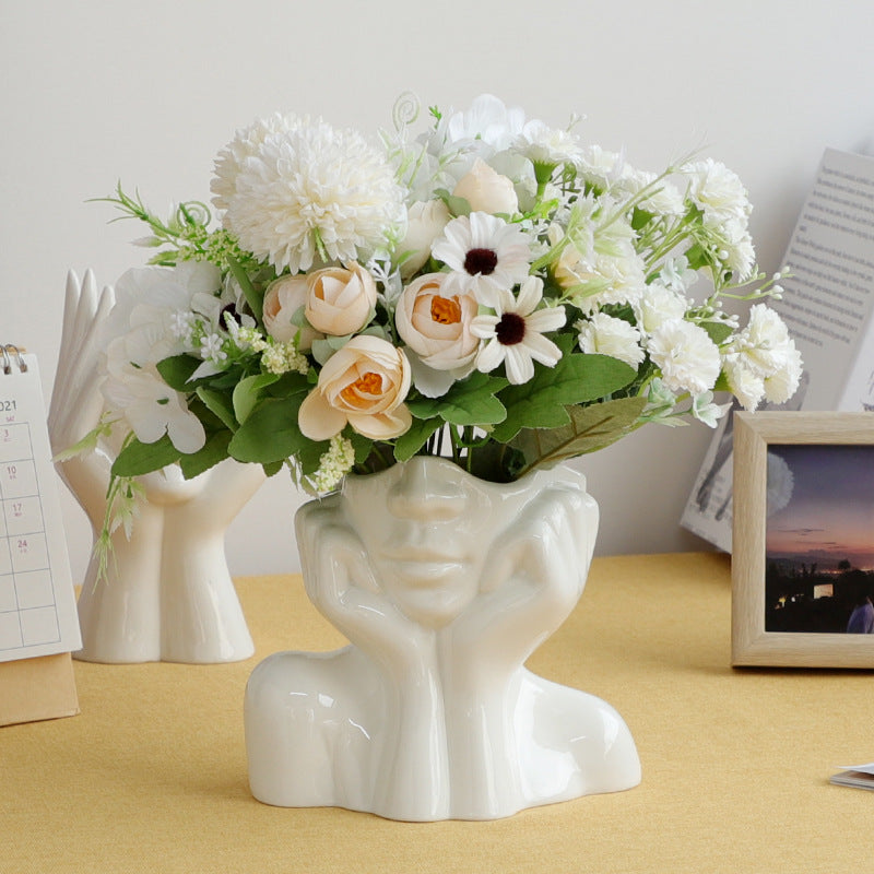 Ceramic Abstract  Human Face Flower Vase | Bowlift