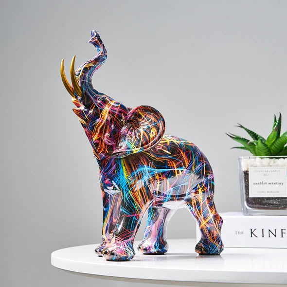 VibrantTrunk – Modern Elephant Art Sculpture Bowlift