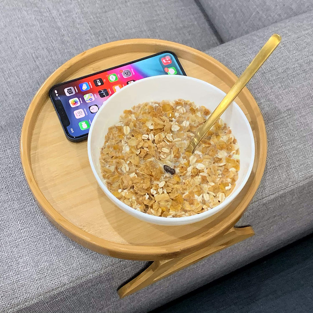 BowLift | Creative  Clip-On Bamboo Sofa Armrest Tray