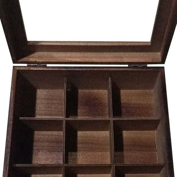 BowLift | Large Grid Caddy Wood Tea Storage Box