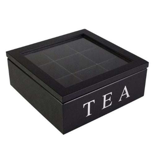 BowLift | Large Grid Caddy Wood Tea Storage Box
