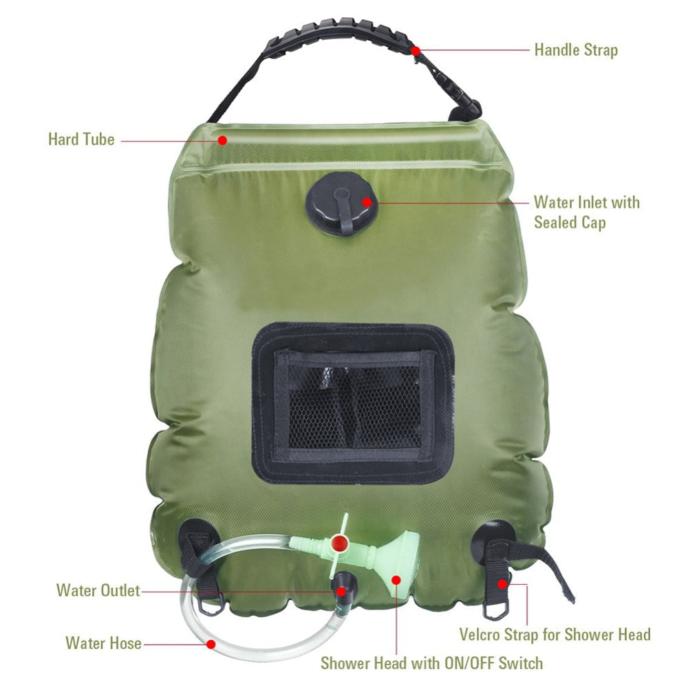Soar-Powered Portable Travel Heated Shower Bag | Bowlift