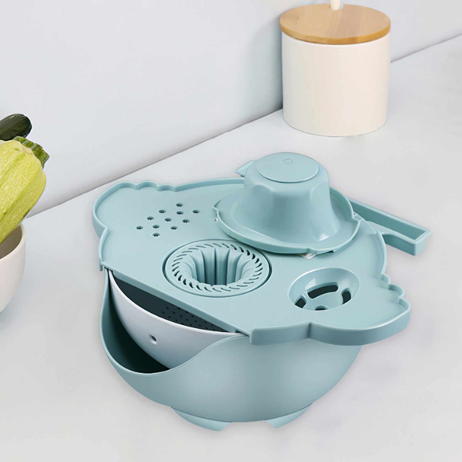 BowLift | All-in-One Drain Basket Vegetable Grater